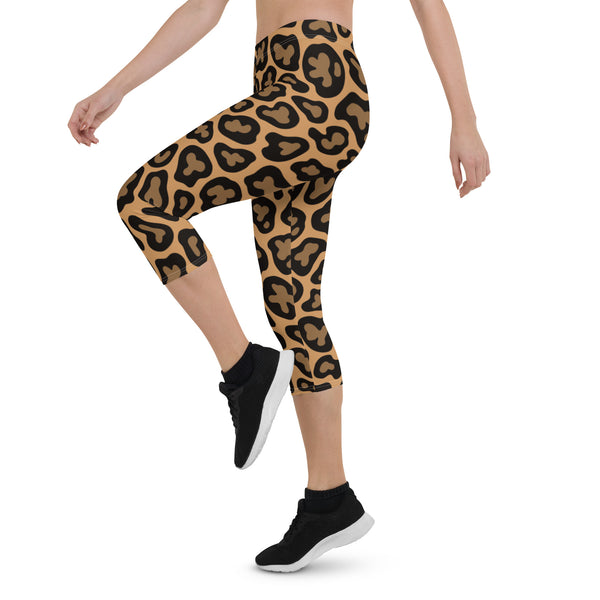 Brown Leopard Print Capri Leggings