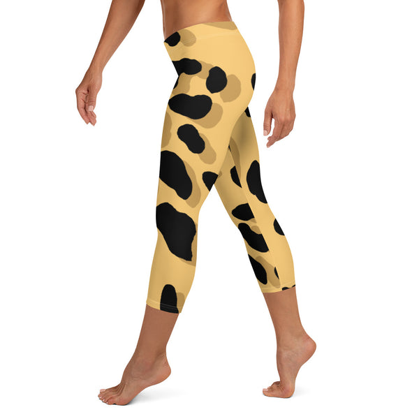 Brown Cheetah Print Capri Leggings