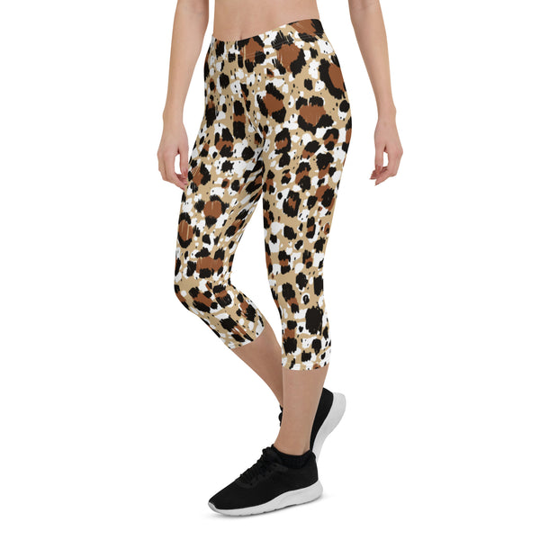 Brown Leopard Print Capri Leggings