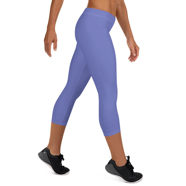 Pastel Purple Solid Capri Leggings, Purple Pastel Color Women's Capri Leggings, Solid Color Modern Best Women's Casual Tights Capri Leggings Casual Activewear, ‎Women's Capri Leggings, Womens Capri Gym Leggings, Capri Leggings For Summer - Made in USA/EU/MX (US Size: XS-XL)
