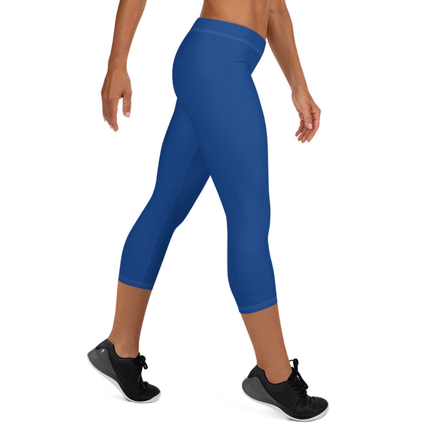 Navy Blue Solid Capri Leggings, Navy Blue Solid Color Best Women's Casual Capri Leggings, Simple Modern Best Women's Casual Tights Capri Leggings Casual Activewear, ‎Women's Capri Leggings, Womens Capri Gym Leggings, Capri Leggings For Summer - Made in USA/EU/MX (US Size: XS-XL)