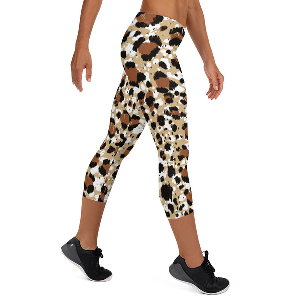 Brown Leopard Print Capri Leggings