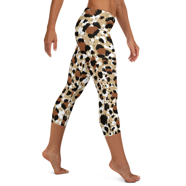 Brown Leopard Print Capri Leggings