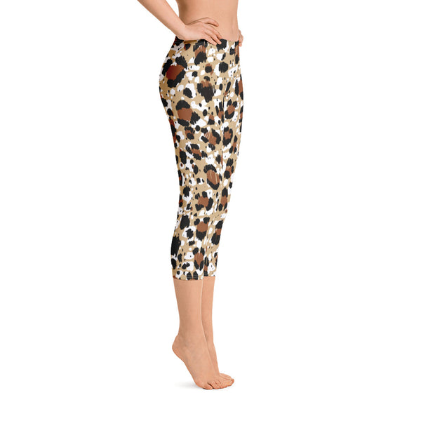 Brown Leopard Print Capri Leggings