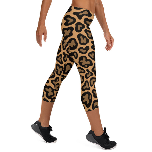 Brown Leopard Print Capri Leggings