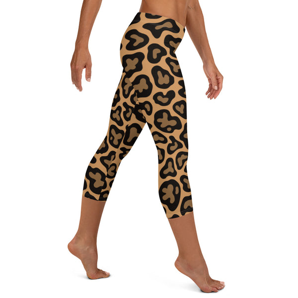 Brown Leopard Print Capri Leggings