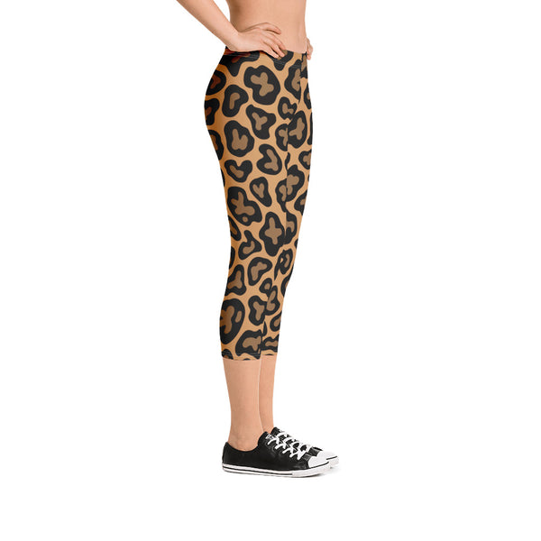 Brown Leopard Print Capri Leggings