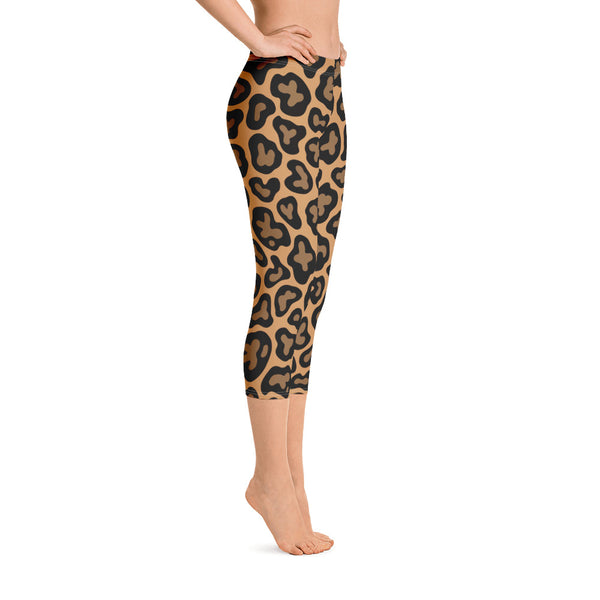 Brown Leopard Print Capri Leggings