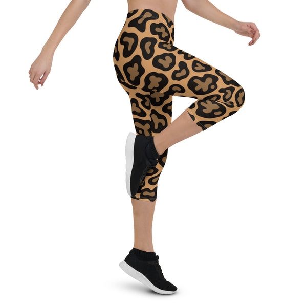 Brown Leopard Print Capri Leggings