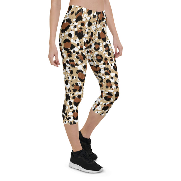 Brown Leopard Print Capri Leggings