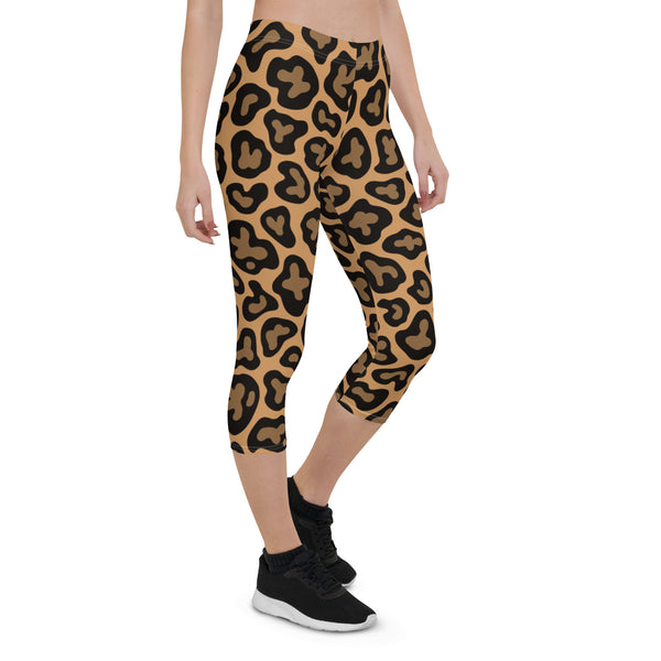 Brown Leopard Print Capri Leggings