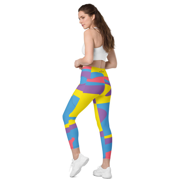 Rainbow Swirl Women's Tights, Crossover leggings with pockets