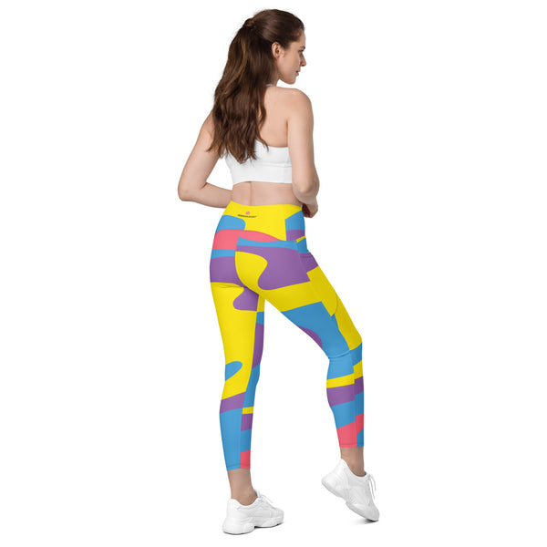 Rainbow Swirl Women's Tights, Crossover leggings with pockets