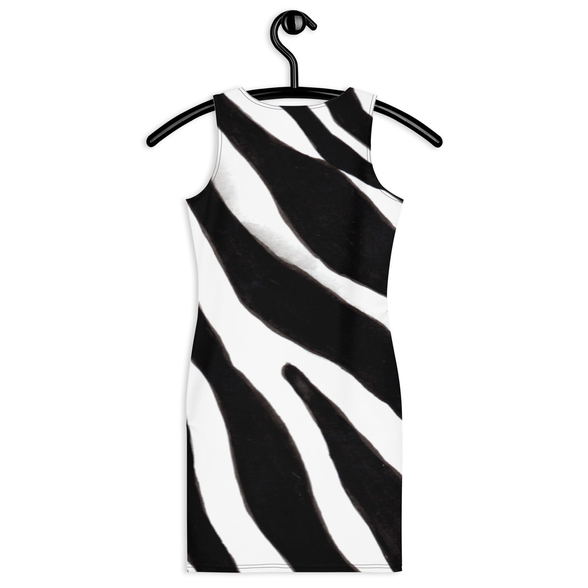 White Black Zebra Striped Dress, Animal Print Printed Designer Women's Long Sleeveless Designer Premium Dress - Made in USA/MX/EU (US Size: XS-XL)