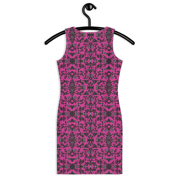 Pink Floral Print Sleeveless Dress, Flower Print Elegant Women's Long Comfy Causal Dress, Designer Bestselling Premium Quality Women's Sleeveless Dress-Made in USA/EU/MX (US Size: XS-XL)