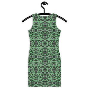Jade Green Floral Dress, Best Floral Print Women's Dress, Classic Elegant Women's Flower Print Designer Bestselling Premium Quality Women's Sleeveless Dress-Made in USA/EU/MX (US Size: XS-XL)