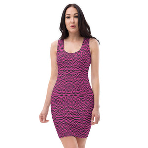 Pink Black Wavy Sleeveless Dress, Abstract Waves Designer Women's Sleeveless Best Dress, Designer Bestselling Premium Quality Women's Sleeveless Dress-Made in USA (US Size: XS-XL)