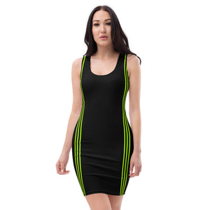 Black Green Striped Sleeveless Dress, Long Stripes Designer Women's Sleeveless Best Dress, Designer Bestselling Premium Quality Women's Sleeveless Dress-Made in USA (US Size: XS-XL)