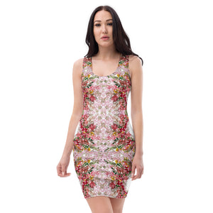 Red Floral Print Sleeveless Dress, Red Flower Print Designer Women's Sleeveless Best Dress, Designer Bestselling Premium Quality Women's Sleeveless Dress-Made in USA (US Size: XS-XL)