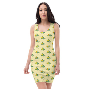 Yellow Sunflower Floral Print Dress, Women's Designer Sleeveless Best Dress, Designer Bestselling Premium Quality Women's Sleeveless Dress-Made in USA (US Size: XS-XL)