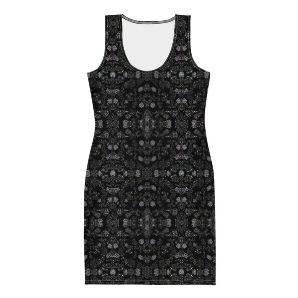 Black Floral Print Sleeveless Dress, Flower Print Elegant Women's Long Comfy Causal Dress, Designer Bestselling Premium Quality Women's Sleeveless Dress-Made in USA/EU/MX (US Size: XS-XL)