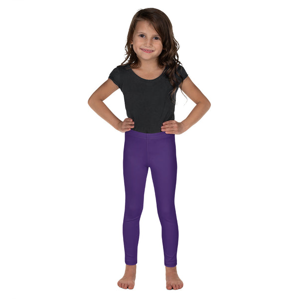 Purple Solid Color Kid's Leggings, Dark Purple Solid Color Print Designer Kid's Girl's Leggings Active Wear 38-40 UPF Fitness Workout Gym Wear Running Tights, Comfy Stretchy Pants (2T-7) Made in USA/EU/MX, Girls' Leggings & Pants, Leggings For Girls, Designer Girls Leggings Tights, Leggings For Girl Child