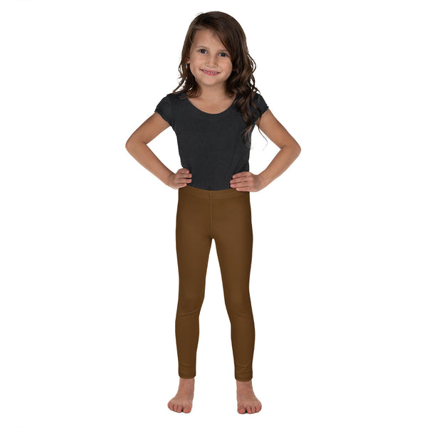 Dark Brown Kid's Leggings, Brown Solid Color Print Designer Kid's Girl's Leggings Active Wear 38-40 UPF Fitness Workout Gym Wear Running Tights, , Premium Unisex Tights For Boys And Girls, Comfy Stretchy Pants (2T-7) Made in USA/EU/MX, Girls' Leggings & Pants, Leggings For Girls, Designer Girls Leggings Tights, Leggings For Girl Child