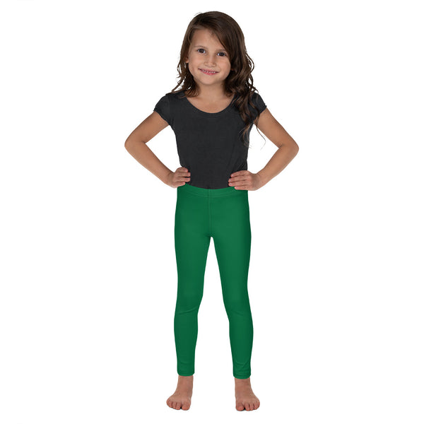 Green Solid Color Kid's Leggings, Green Solid Color Print Designer Kid's Girl's Leggings Active Wear 38-40 UPF Fitness Workout Gym Wear Running Tights, Comfy Stretchy Pants (2T-7) Made in USA/EU/MX, Girls' Leggings & Pants, Leggings For Girls, Designer Girls Leggings Tights, Leggings For Girl Child