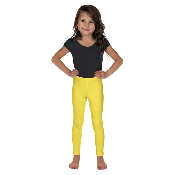 Bright Yellow Kid's Leggings, Yellow Solid Color Print Designer Kid's Girl's Leggings Active Wear 38-40 UPF Fitness Workout Gym Wear Running Tights, , Premium Unisex Tights For Boys And Girls, Comfy Stretchy Pants (2T-7) Made in USA/EU/MX, Girls' Leggings & Pants, Leggings For Girls, Designer Girls Leggings Tights, Leggings For Girl Child