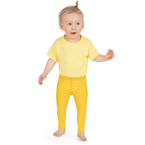 Yellow Solid Color Kid's Leggings, Yellow Solid Color Print Designer Kid's Girl's Leggings Active Wear 38-40 UPF Fitness Workout Gym Wear Running Tights, Comfy Stretchy Pants (2T-7) Made in USA/EU/MX, Girls' Leggings & Pants, Leggings For Girls, Designer Girls Leggings Tights, Leggings For Girl Child