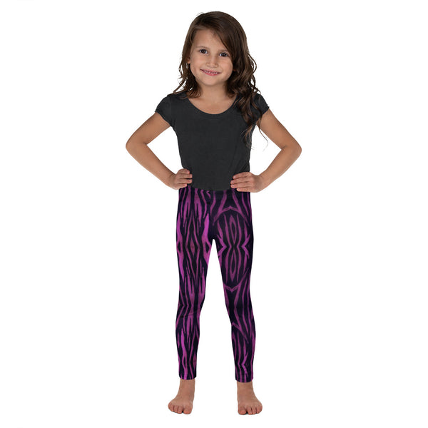 Pink Tiger Striped Kid's Leggings, Animal Print Children's Fashion Designer Kid's Girl's Leggings Active Wear 38-40 UPF Fitness Workout Gym Wear Running Tights, Comfy Stretchy Pants (2T-7) Made in USA/EU/MX, Girls' Leggings & Pants, Leggings For Girls, Designer Girls Leggings Tights, Leggings For Girl Child