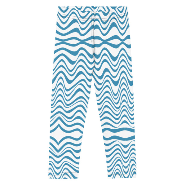 Blue Wavy Kid's Leggings, Abstract Waves Fashionable Children's Fashion Designer Kid's Girl's Leggings Active Wear 38-40 UPF Fitness Workout Gym Wear Running Tights, Comfy Stretchy Pants (2T-7) Made in USA/EU/MX, Girls' Leggings & Pants, Leggings For Girls, Designer Girls Leggings Tights, Leggings For Girl Child