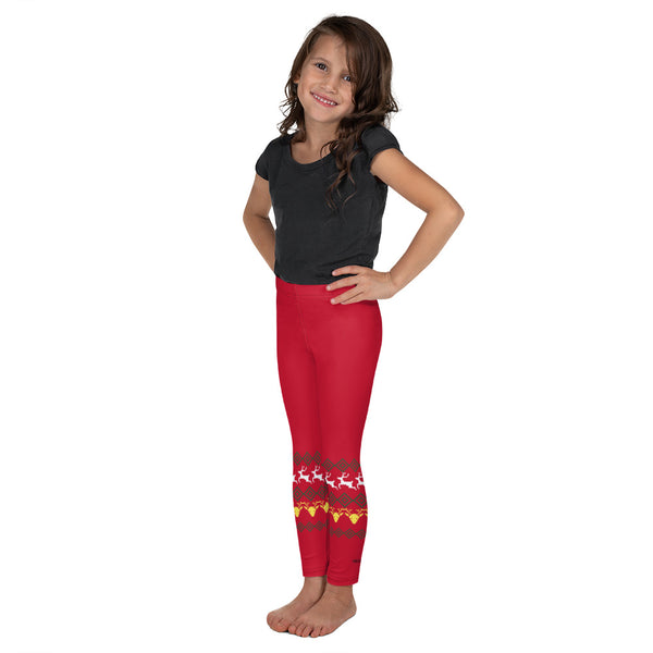 Red Reindeer Christmas Kid's Leggings, Reindeer Classic Xmas Party Print Designer Kid's Girl's Leggings Active Wear 38-40 UPF Fitness Workout Gym Wear Running Tights, Comfy Stretchy Pants (2T-7) Made in USA/EU/MX, Girls' Leggings & Pants, Leggings For Girls, Designer Girls Leggings Tights, Leggings For Girl Child