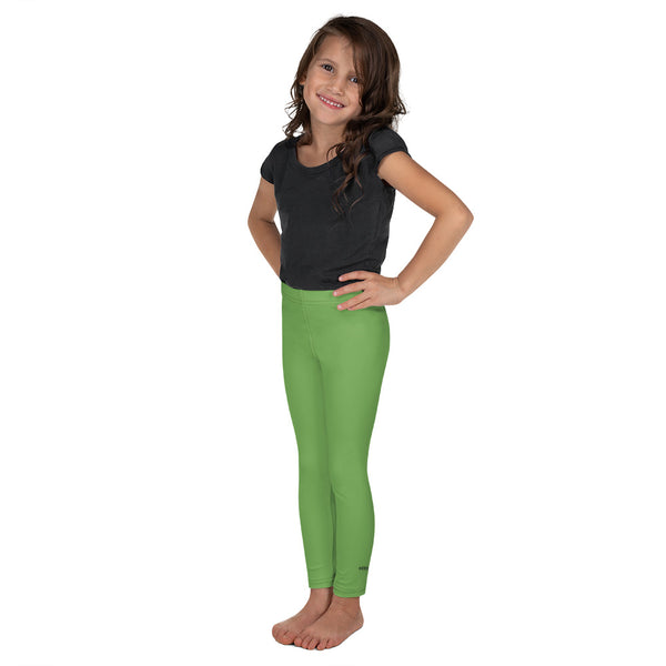 Green Kid's Leggings, Green Solid Color Print Designer Kid's Girl's Leggings Active Wear 38-40 UPF Fitness Workout Gym Wear Running Tights, , Premium Unisex Tights For Boys And Girls, Comfy Stretchy Pants (2T-7) Made in USA/EU/MX, Girls' Leggings & Pants, Leggings For Girls, Designer Girls Leggings Tights, Leggings For Girl Child