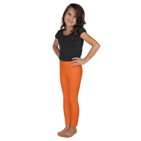 Bright Orange Color Kid's Leggings, Orange Solid Color Print Designer Kid's Girl's Leggings Active Wear 38-40 UPF Fitness Workout Gym Wear Running Tights, , Premium Unisex Tights For Boys And Girls, Comfy Stretchy Pants (2T-7) Made in USA/EU/MX, Girls' Leggings & Pants, Leggings For Girls, Designer Girls Leggings Tights, Leggings For Girl Child