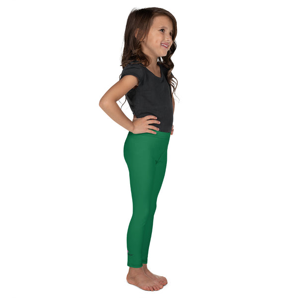 Green Solid Color Kid's Leggings, Green Solid Color Print Designer Kid's Girl's Leggings Active Wear 38-40 UPF Fitness Workout Gym Wear Running Tights, Comfy Stretchy Pants (2T-7) Made in USA/EU/MX, Girls' Leggings & Pants, Leggings For Girls, Designer Girls Leggings Tights, Leggings For Girl Child