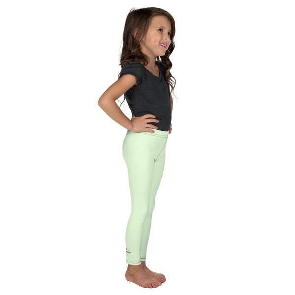 Pastel Green Solid Color Kid's Leggings, Pale Green Solid Color Print Designer Kid's Girl's Leggings Active Wear 38-40 UPF Fitness Workout Gym Wear Running Tights, Comfy Stretchy Pants (2T-7) Made in USA/EU/MX, Girls' Leggings & Pants, Leggings For Girls, Designer Girls Leggings Tights, Leggings For Girl Child