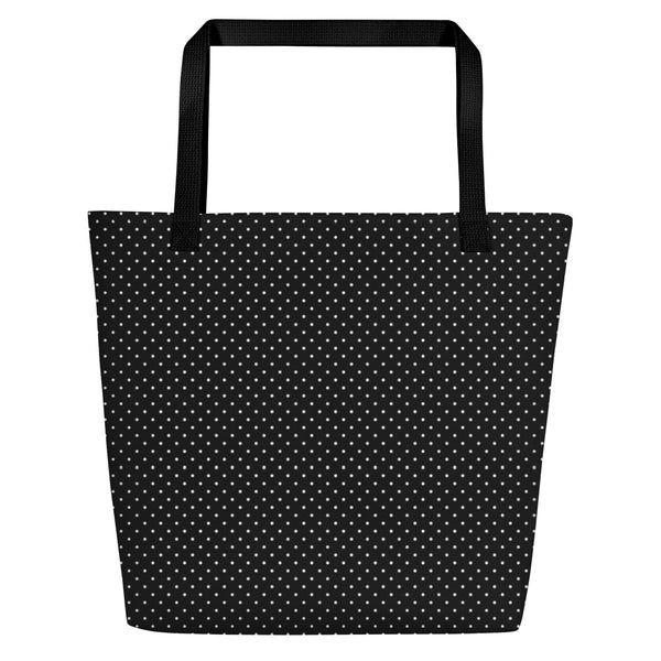 Black Polka Dots Beach Bag