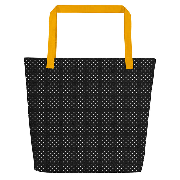 Black Polka Dots Beach Bag