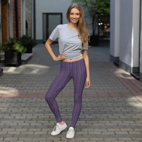 Purple Stripes Leggings-Heidikimurart Limited -XS-Heidi Kimura Art LLC