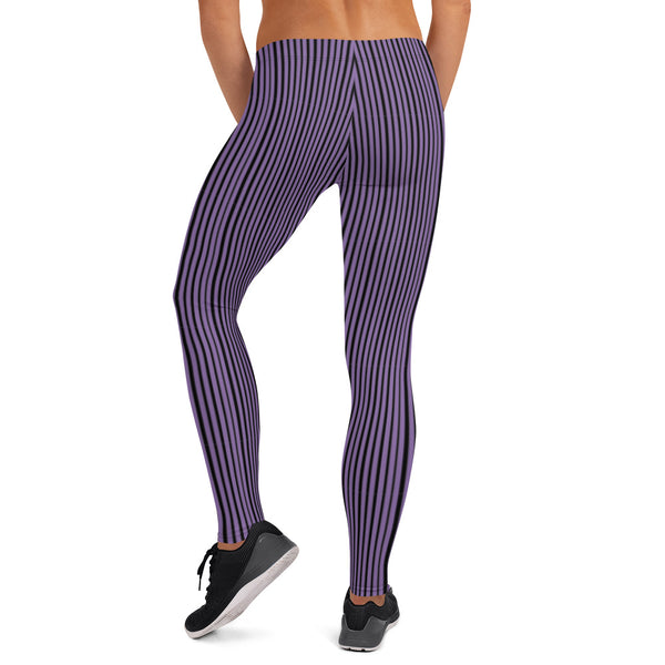 Purple Stripes Leggings-Heidikimurart Limited -Heidi Kimura Art LLC