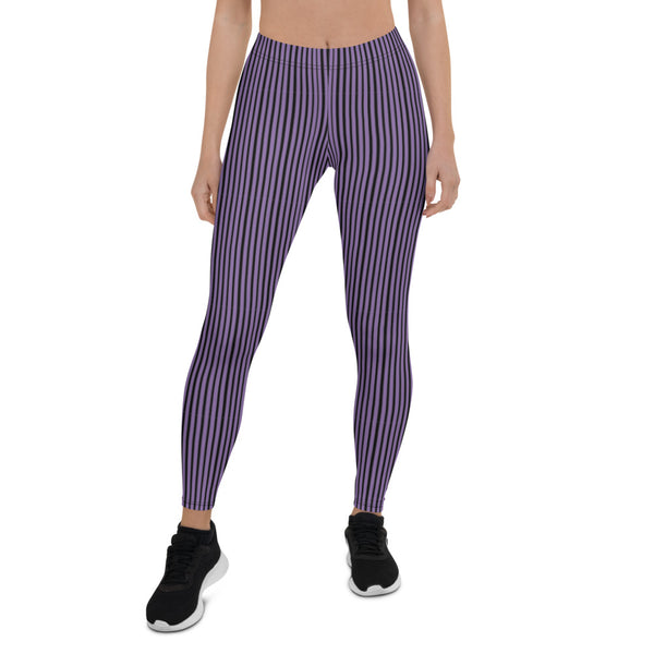 Purple Stripes Leggings-Heidikimurart Limited -Heidi Kimura Art LLC