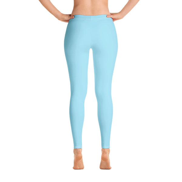 Pale Blue Women's Casual Leggings, Solid Light Pastel Blue Color Fashion Fancy Women's Long Dressy Casual Fashion Leggings/ Running Tights - Made in USA/ EU/ MX (US Size: XS-XL)