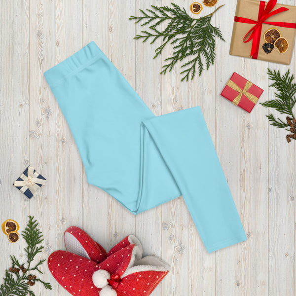 Pale Blue Women's Casual Leggings, Solid Light Pastel Blue Color Fashion Fancy Women's Long Dressy Casual Fashion Leggings/ Running Tights - Made in USA/ EU/ MX (US Size: XS-XL)