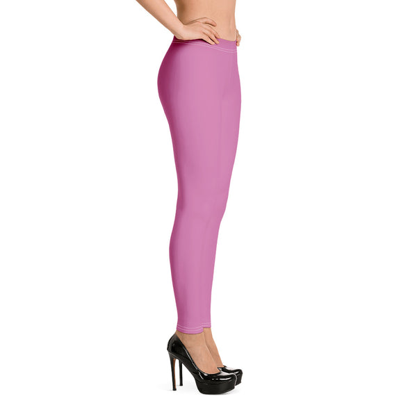Pink Solid Color Casual Leggings-Heidikimurart Limited -Heidi Kimura Art LLC Pink Solid Color Casual Leggings, Best Hot Pink Solid Color Fashion Fancy Women's Long Dressy Casual Fashion Leggings/ Running Tights - Made in USA/ EU/ MX (US Size: XS-XL)