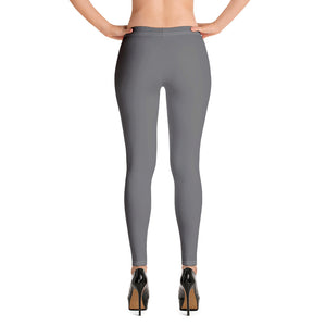 Charcoal Grey Women's Casual Leggings, Solid Color Fashion Fancy Tights-Made  in USA/EU/MX