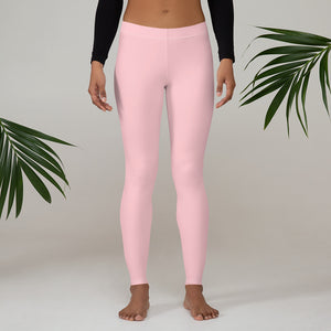 Pink Solid Color Casual Leggings-Heidikimurart Limited -XS-Heidi Kimura Art LLC Light Pink Solid Color Casual Leggings, Best Solid Color Fashion Fancy Women's Long Dressy Casual Fashion Leggings/ Running Tights - Made in USA/ EU/ MX (US Size: XS-XL)
