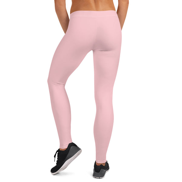 Pink Solid Color Casual Leggings-Heidikimurart Limited -Heidi Kimura Art LLC Light Pink Solid Color Casual Leggings, Best Solid Color Fashion Fancy Women's Long Dressy Casual Fashion Leggings/ Running Tights - Made in USA/ EU/ MX (US Size: XS-XL)