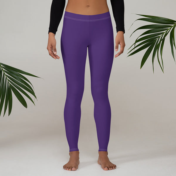 Dark Purple Women's Casual Leggings-Heidikimurart Limited -Heidi Kimura Art LLC Dark Purple Women's Casual Leggings, Solid Color Fashion Fancy Women's Long Dressy Casual Fashion Leggings/ Running Tights - Made in USA/ EU/ MX (US Size: XS-XL)