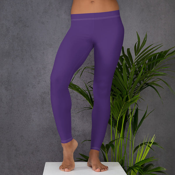 Dark Purple Women's Casual Leggings-Heidikimurart Limited -Heidi Kimura Art LLC Dark Purple Women's Casual Leggings, Solid Color Fashion Fancy Women's Long Dressy Casual Fashion Leggings/ Running Tights - Made in USA/ EU/ MX (US Size: XS-XL)